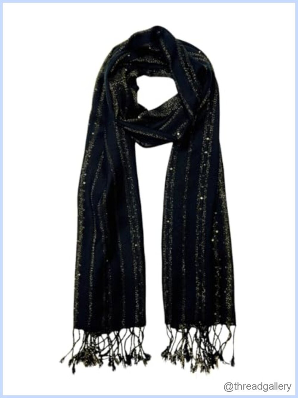 Handmade Shimmer Thread Scarf Shawl Wrap Women Metallic Embroidery Lightweight